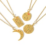 Gold color / 1 Piece Classic Retro Style Moon Shape Stainless Steel  Gold Color Inlay Rhinestones Women's Pendant Necklaces Picture4